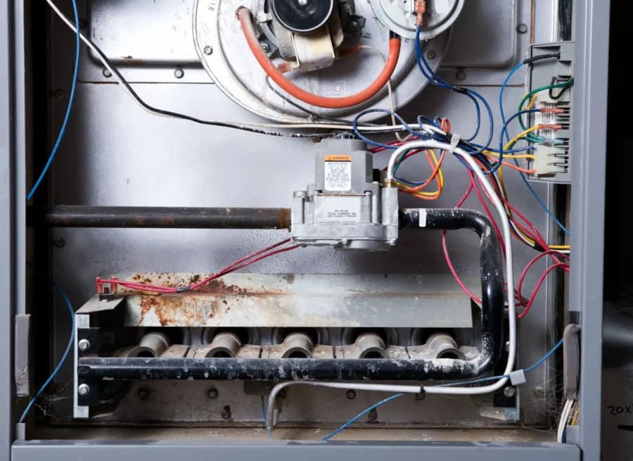Inside of a furnace in Denver, CO.