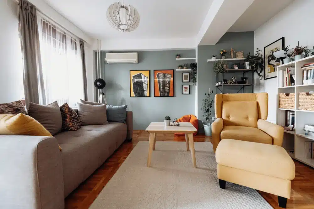 Ductless mini split in living room in Denver, CO.